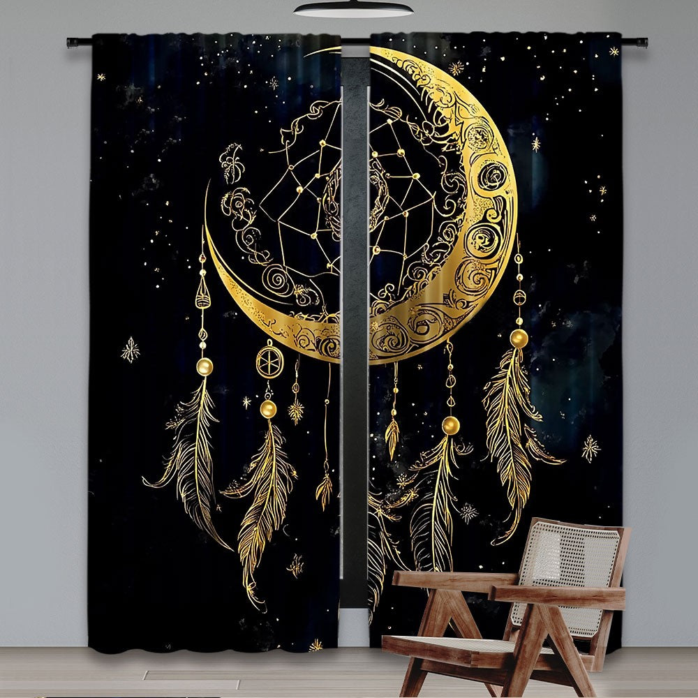 Kit com 2 Cortinas Boho Lua & Estrelas
