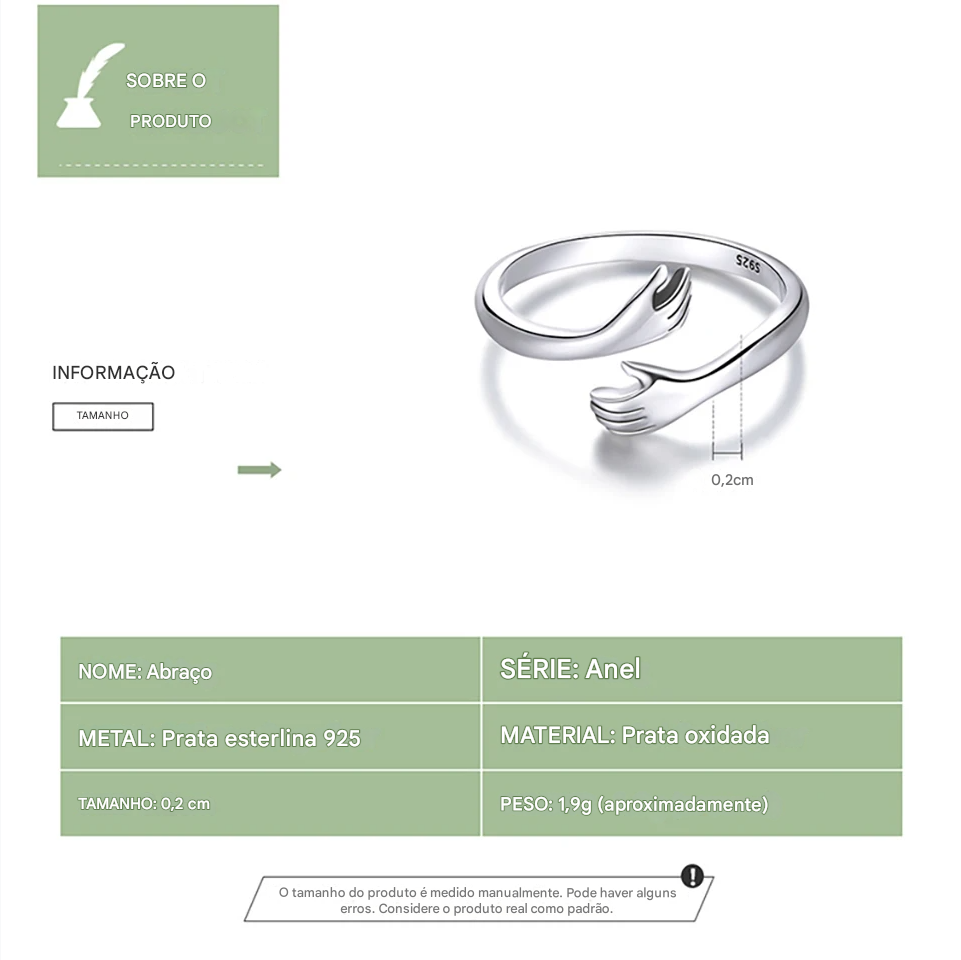 Anel Ajustável Bamoer 925 em Prata Esterlina – Perfeito para Transmitir Amor e Calor, Disponível em 3 Cores.