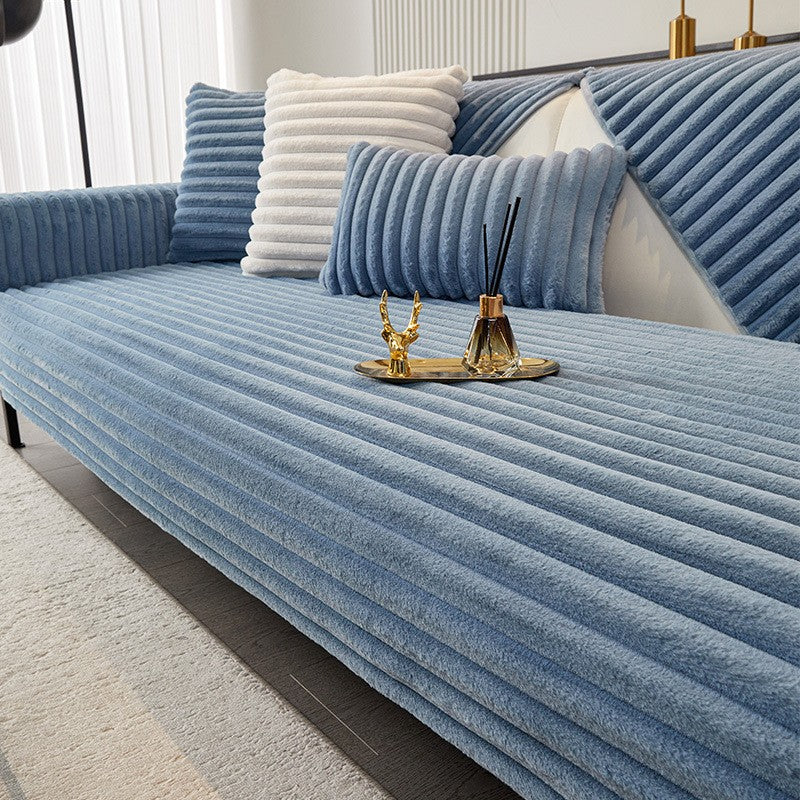 Almofada de sofá com pelo sintético de coelho, extra macia e quente para o inverno – capa de assento aconchegante e elegante!