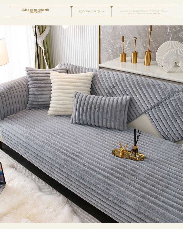 Almofada de sofá com pelo sintético de coelho, extra macia e quente para o inverno – capa de assento aconchegante e elegante!
