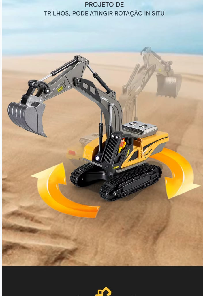 Caminhão Basculante Escavadeira RC 2.4G – Veículo de Engenharia com Controle Remoto