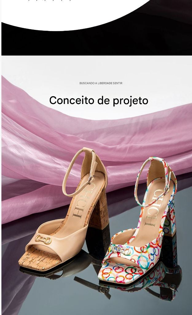 Salto alto feminino com flor metálica – elegância e luxo para festas inesquecíveis!