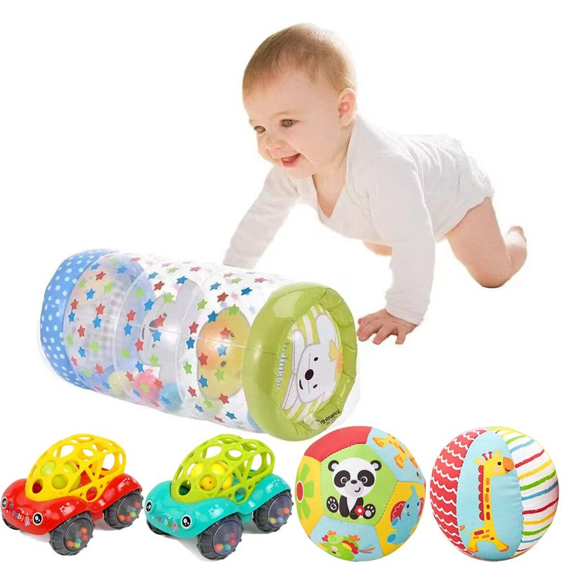 Rolo Inflável para Engatinhar — Brinquedo para Bebês de 6 a 12 Meses | Estímulo ao Desenvolvimento, Tempo de Barriga, Jogos de Fitness e Aprendizagem Precoce com Bola de PVC