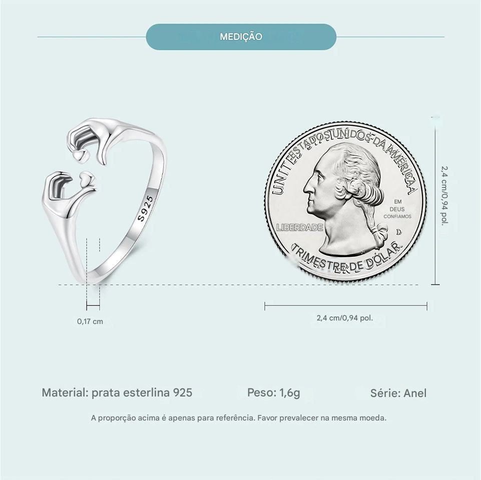 Anel WOSTU em Prata Esterlina 925 – Símbolo de Amor e União!