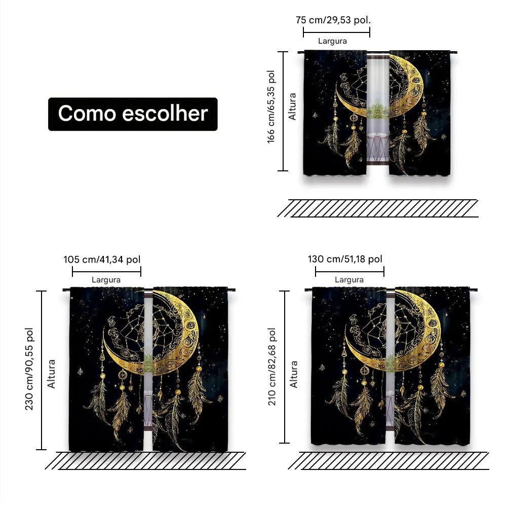 Kit com 2 Cortinas Boho Lua & Estrelas