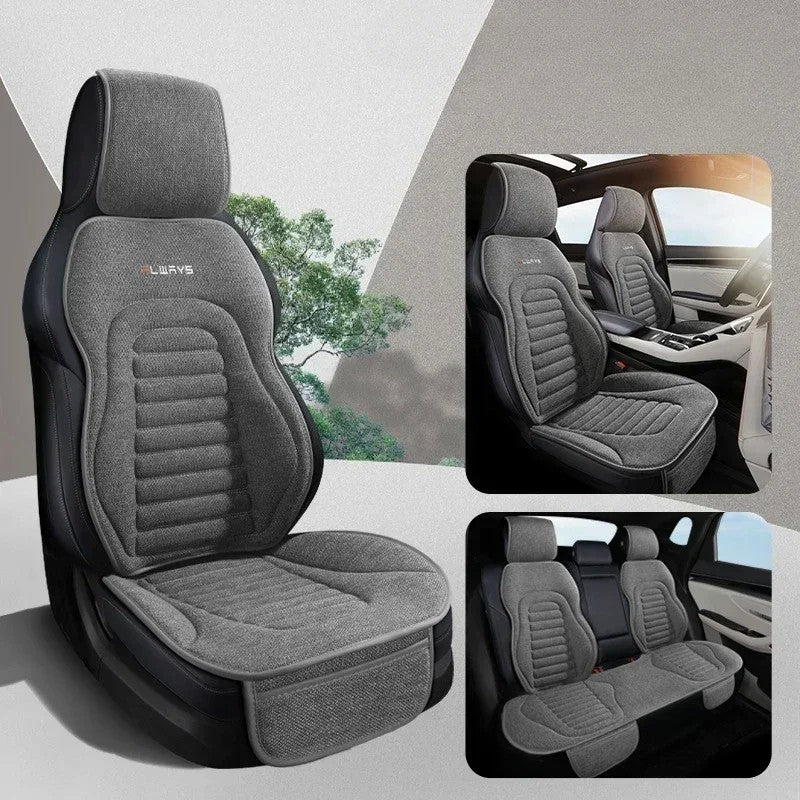 Capa Universal para Assento de Carro em Linho | 4 Estações | Respirável e Antiderrapante | Proteção Elegante para Bancos Automotivos