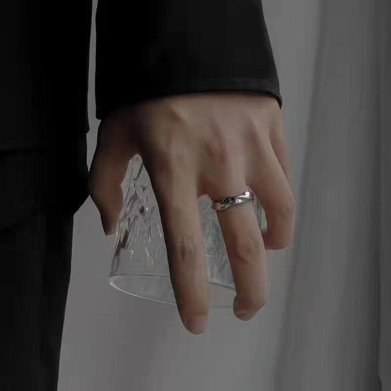 Anel Aberto Mobius Onda — Cor Prata, Liga Metálica | Joia Simples e Retrô, Tendência Masculina e Feminina