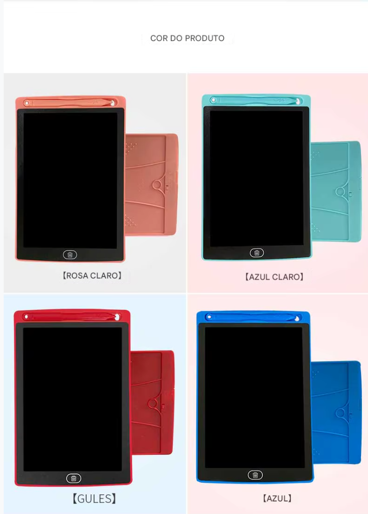 Prancheta Eletrônica LCD – Tablet de Escrita e Desenho Infantil Disponível nos tamanhos: 8.5 / 10 / 12 polegadas