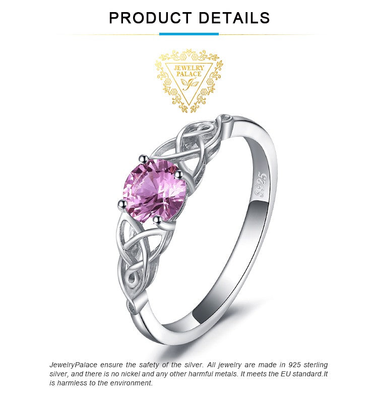JewelryPalace | Anel Nó Celta com Safira Rosa Criada, em Prata Esterlina 925 — Anel de Promessa, Noivado, Jóias Finas e Presente para Mulheres.
