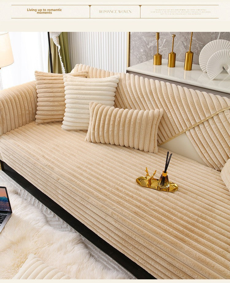 Almofada de sofá com pelo sintético de coelho, extra macia e quente para o inverno – capa de assento aconchegante e elegante!