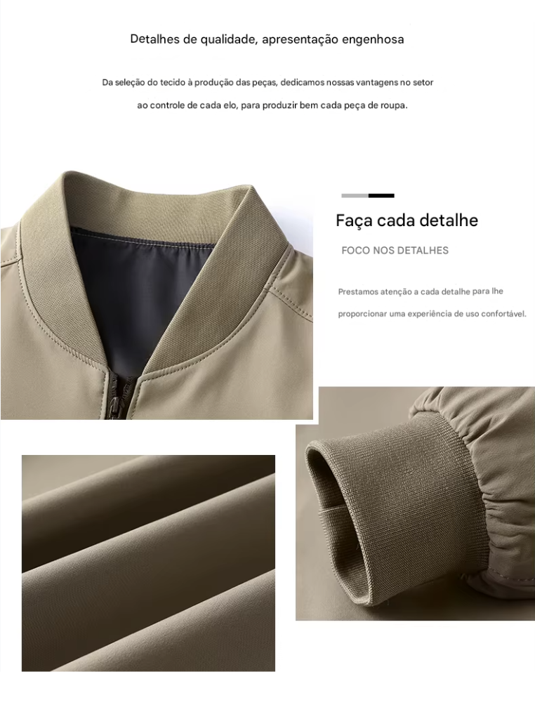 Jaqueta casual de negócios de alta qualidade para a primavera, com gola de beisebol. Estilo bonito e moderno, ideal para a juventude.