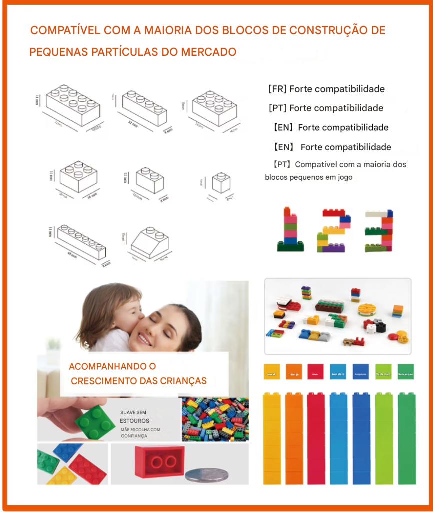 Blocos de Construção Criativos DIY – Conjunto em Massa com 300/500/1000/1500 Peças | Blocos Clássicos de Montar | Presente de Aniversário | Brinquedo Educativo para Crianças
