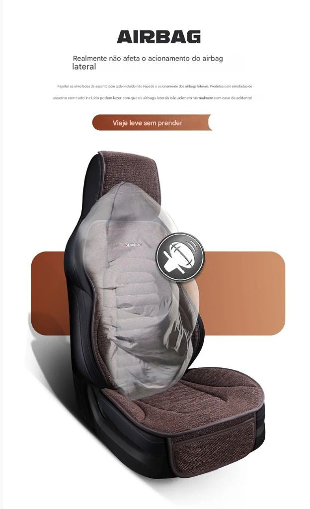 Capa Universal para Assento de Carro em Linho | 4 Estações | Respirável e Antiderrapante | Proteção Elegante para Bancos Automotivos