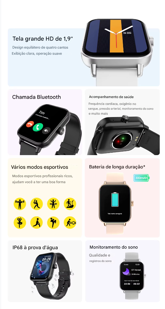 COLMI P81 - Relógio Inteligente com Chamadas de Voz, Tela Ultra de 1,9 Polegada