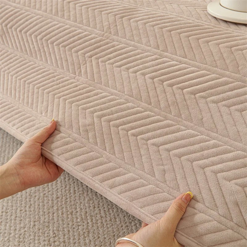 Capa de Sofá Universal em Veludo Premium, Padrão Geométrico Moderno | Toque Macio e Confortável