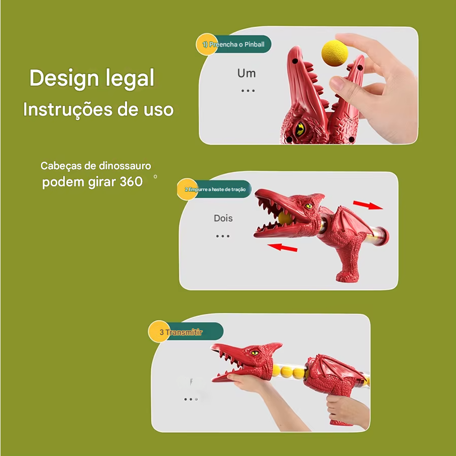 Brinquedo Interativo de Dinossauro T-Rex – Arma Lança Bolas Macias | Diversão Pai e Filho | Quebra-Cabeça Educativo para Crianças