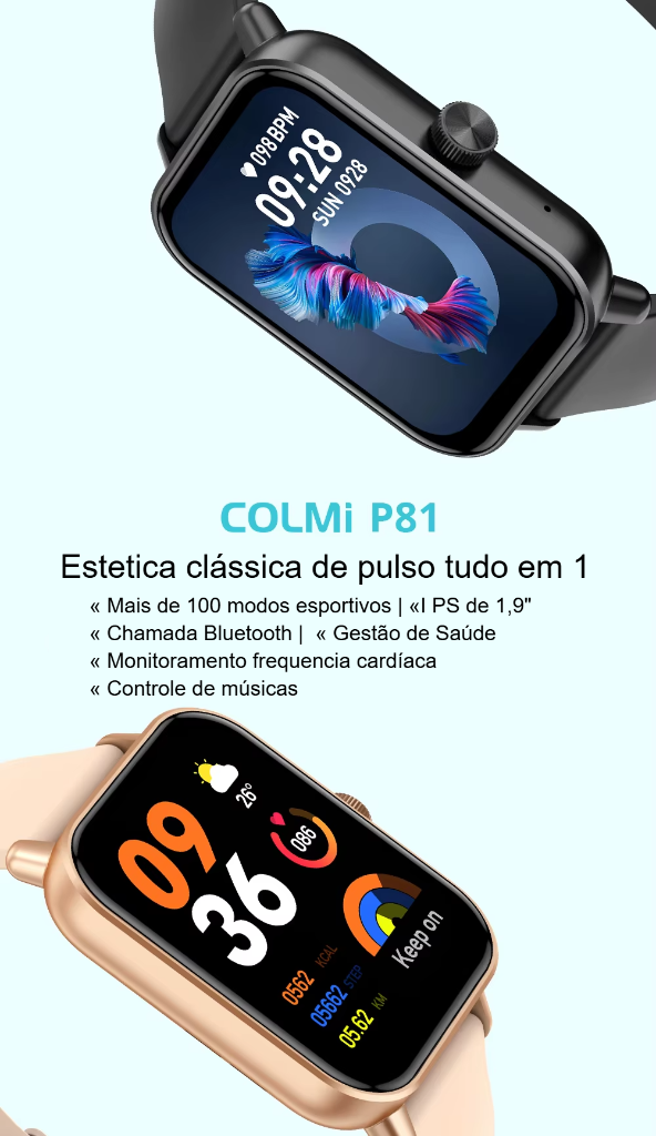 COLMI P81 - Relógio Inteligente com Chamadas de Voz, Tela Ultra de 1,9 Polegada
