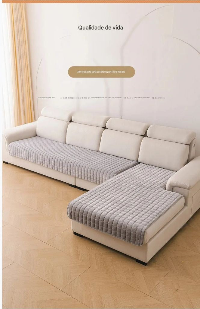 Capa de Sofá em Veludo Cristal – Modelo em L (Formato de Canto)