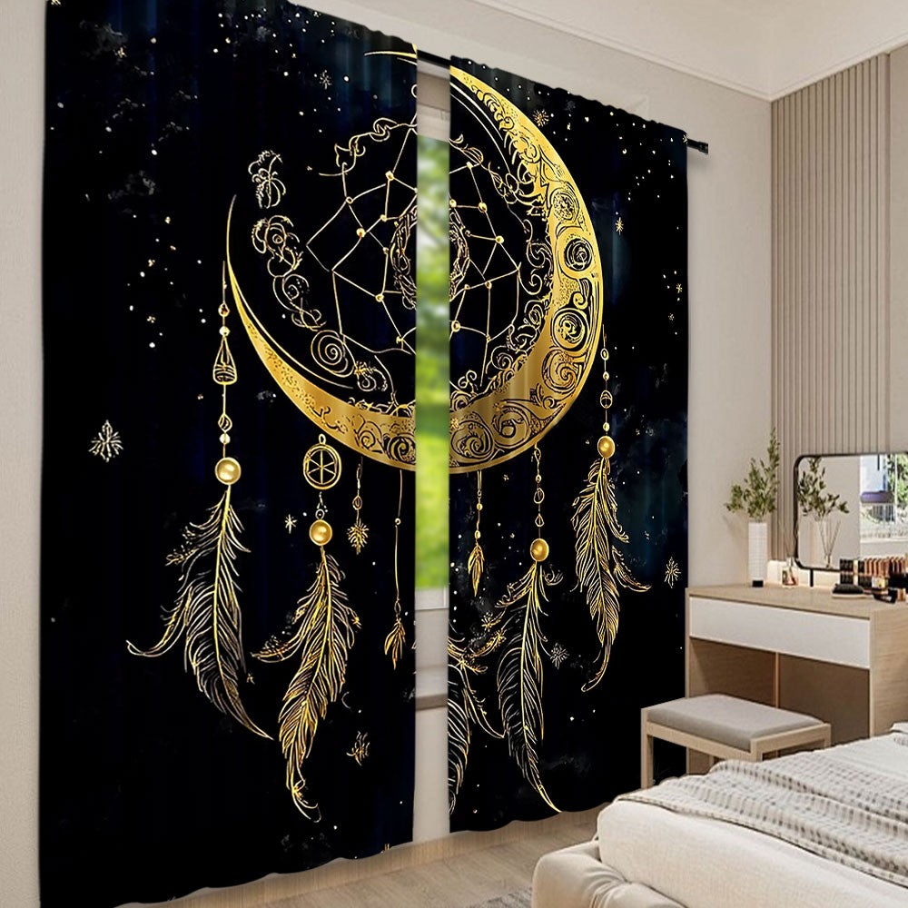 Kit com 2 Cortinas Boho Lua & Estrelas