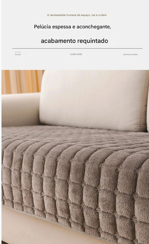 Capa de Sofá em Veludo Cristal – Modelo em L (Formato de Canto)
