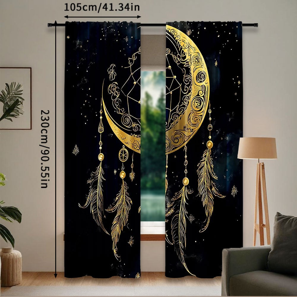 Kit com 2 Cortinas Boho Lua & Estrelas