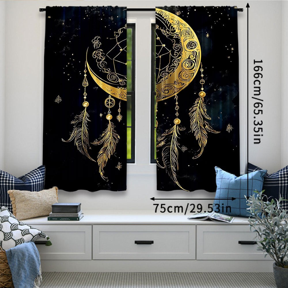 Kit com 2 Cortinas Boho Lua & Estrelas
