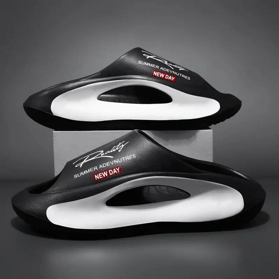 Chinelos unissex em EVA — modelo fashion, antiderrapante, ideal para casais! Disponível em 2 cores, do tamanho 36 ao 45. ??