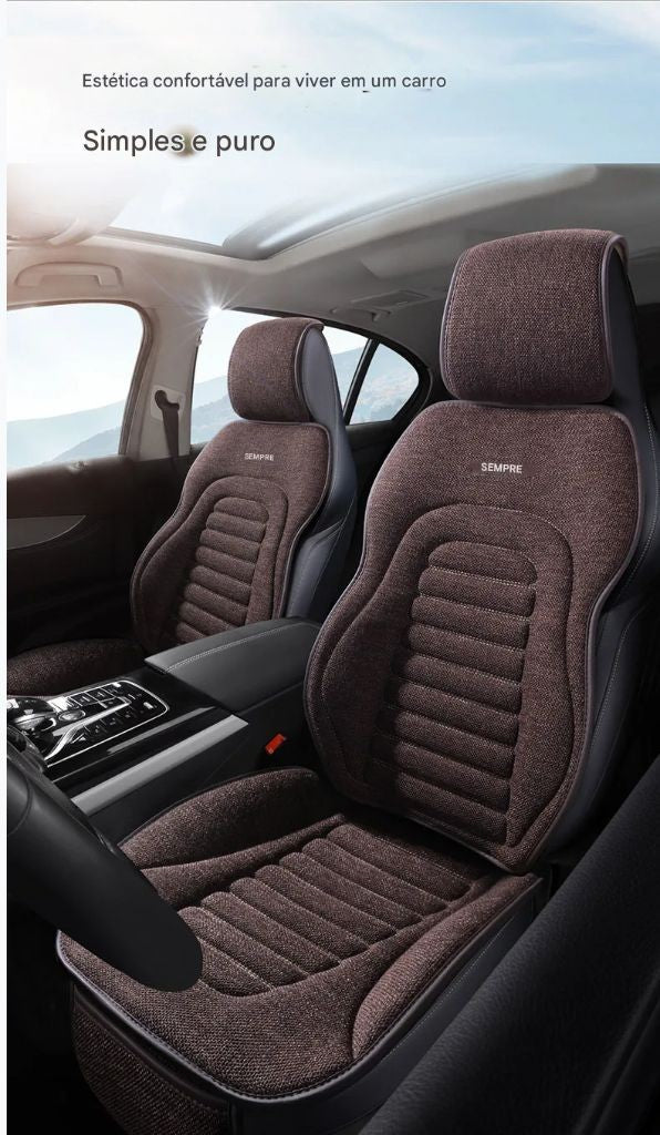 Capa Universal para Assento de Carro em Linho | 4 Estações | Respirável e Antiderrapante | Proteção Elegante para Bancos Automotivos