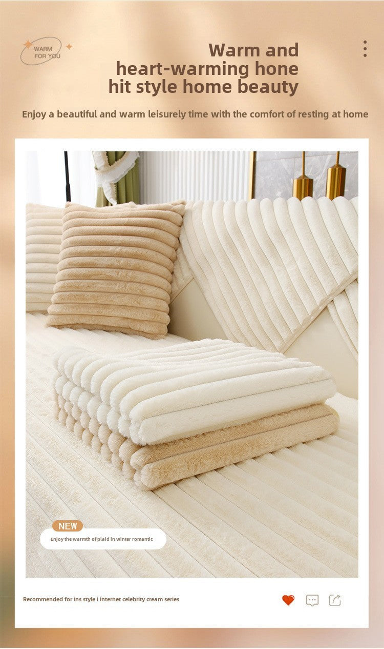 Almofada de sofá com pelo sintético de coelho, extra macia e quente para o inverno – capa de assento aconchegante e elegante!