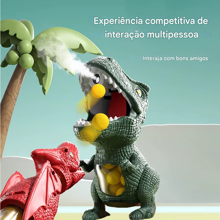 Brinquedo Interativo de Dinossauro T-Rex – Arma Lança Bolas Macias | Diversão Pai e Filho | Quebra-Cabeça Educativo para Crianças