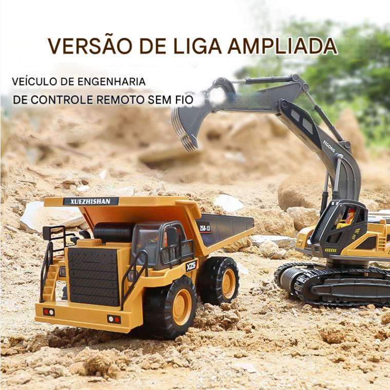 Caminhão Basculante Escavadeira RC 2.4G – Veículo de Engenharia com Controle Remoto