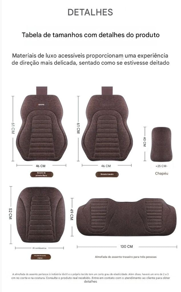 Capa Universal para Assento de Carro em Linho | 4 Estações | Respirável e Antiderrapante | Proteção Elegante para Bancos Automotivos