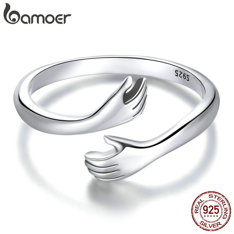 Anel Ajustável Bamoer 925 em Prata Esterlina – Perfeito para Transmitir Amor e Calor, Disponível em 3 Cores.