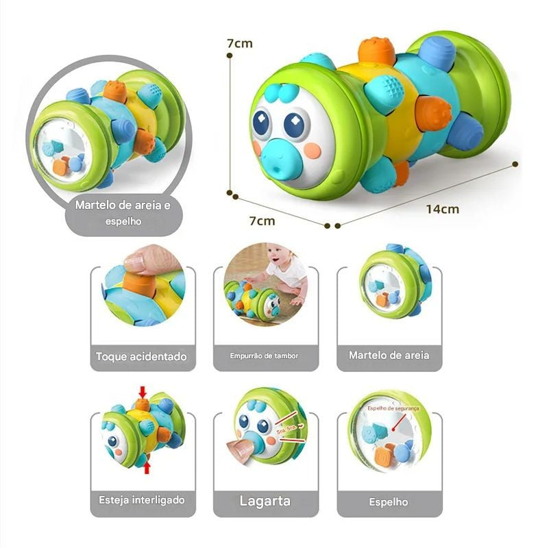 Rolo Inflável para Engatinhar — Brinquedo para Bebês de 6 a 12 Meses | Estímulo ao Desenvolvimento, Tempo de Barriga, Jogos de Fitness e Aprendizagem Precoce com Bola de PVC