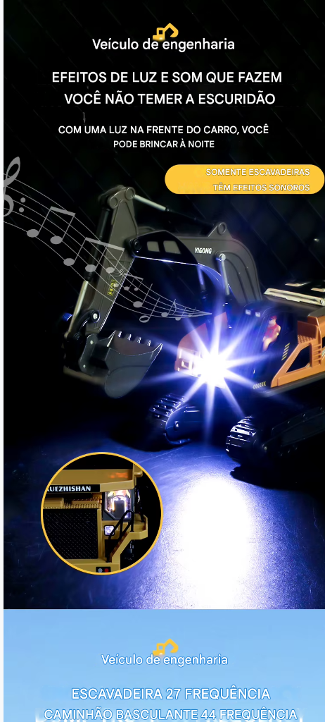 Caminhão Basculante Escavadeira RC 2.4G – Veículo de Engenharia com Controle Remoto
