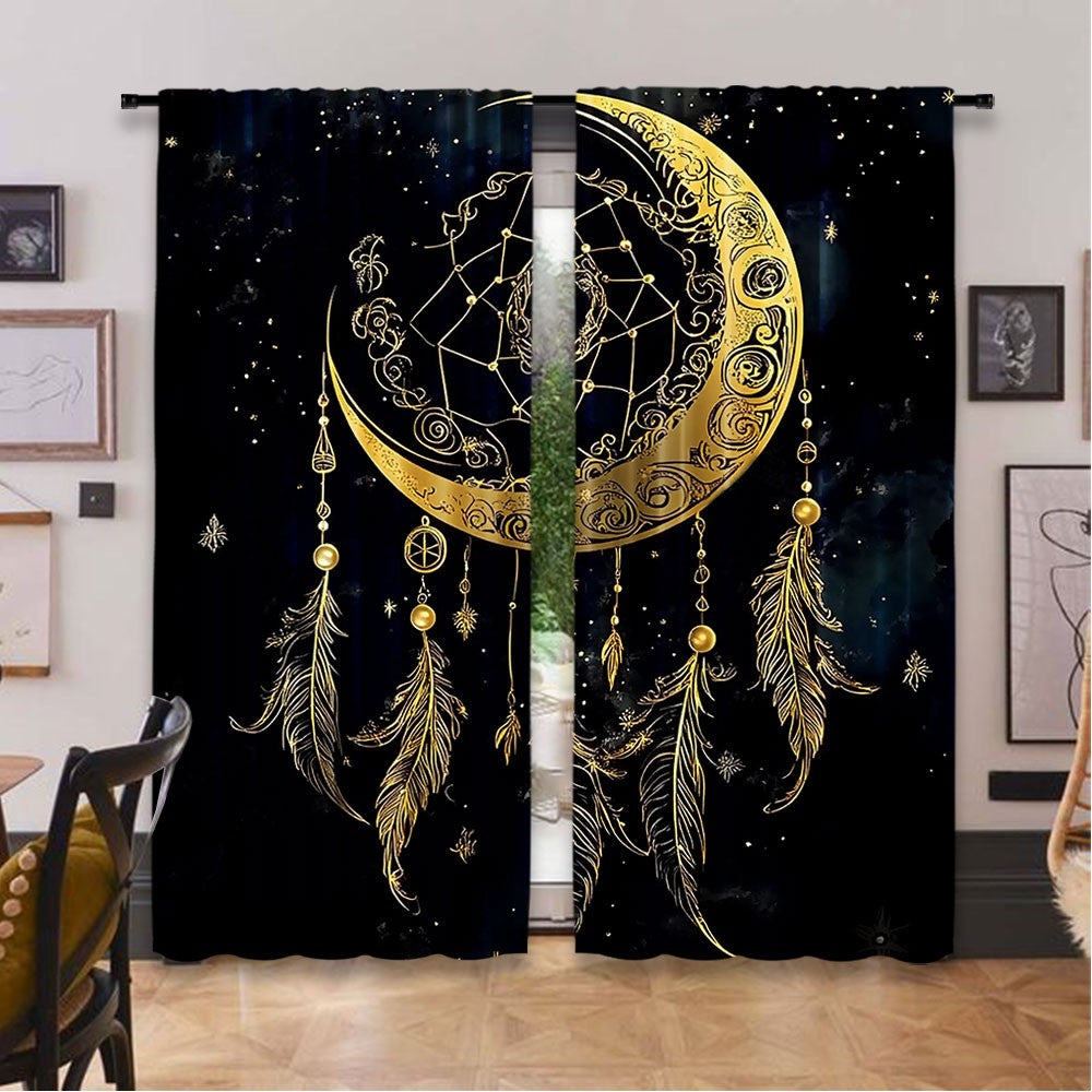 Kit com 2 Cortinas Boho Lua & Estrelas