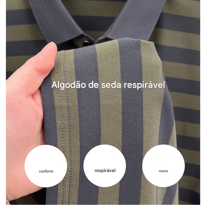 Camiseta masculina de manga curta, listrada e de alta qualidade, perfeita para o verão de 2025. Com bordado da letra "B" da marca de luxo, esta peça é ideal para um look casual e elegante.