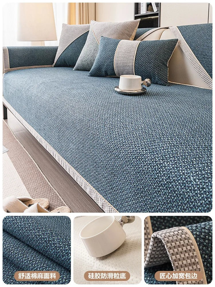 Capa de Sofá em Algodão Linho Antiderrapante – Proteção e Elegância para Sala de Estar