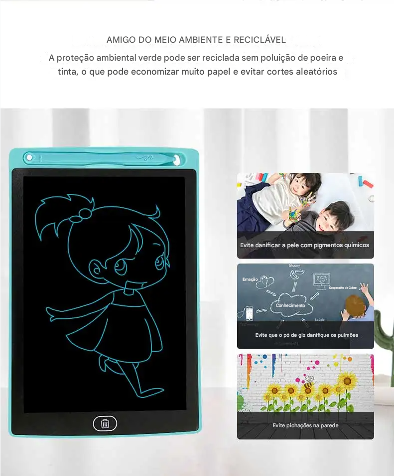 Prancheta Eletrônica LCD – Tablet de Escrita e Desenho Infantil Disponível nos tamanhos: 8.5 / 10 / 12 polegadas