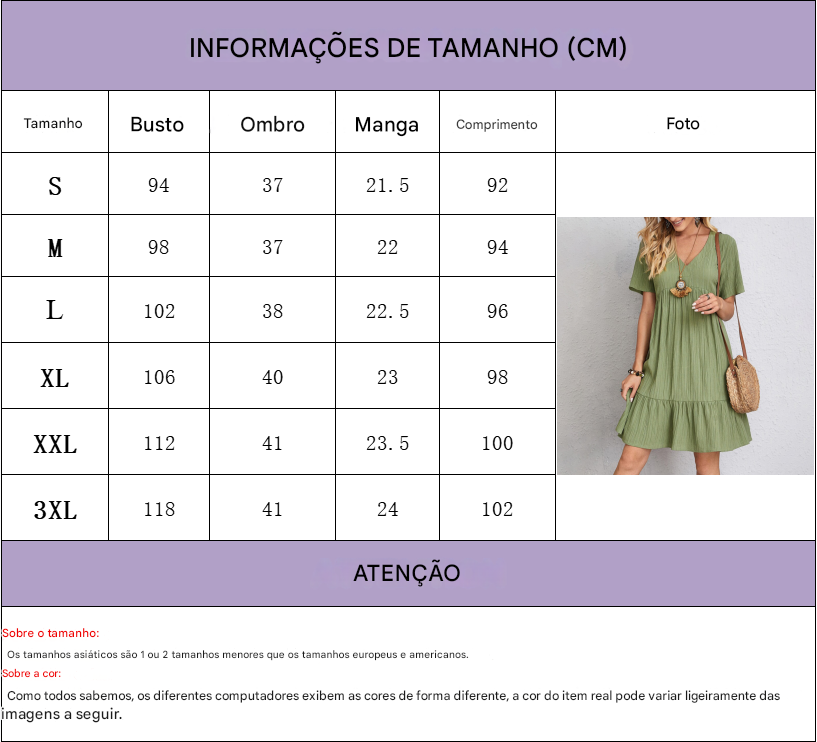 VerVestido Feminino Casual de Verão: Sólido, boêmio, com decote em V, mangas curtas, babados, solto, A-line. Mini vestido elegante, ideal para praia, festa ou uso diário.