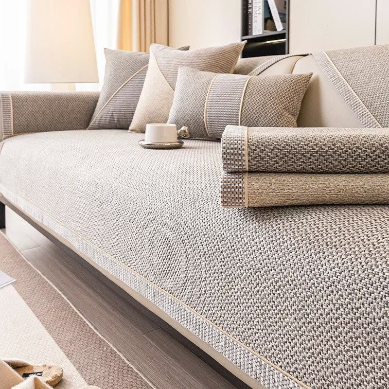 Capa de Sofá em Algodão Linho Antiderrapante – Proteção e Elegância para Sala de Estar