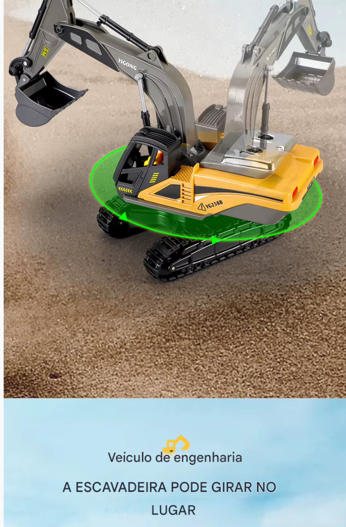 Caminhão Basculante Escavadeira RC 2.4G – Veículo de Engenharia com Controle Remoto