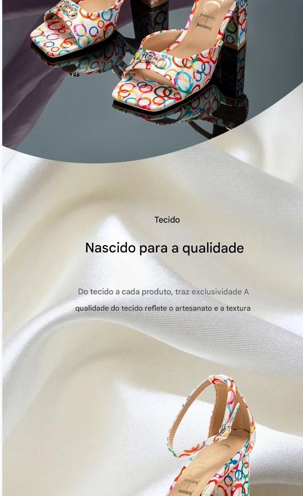 Salto alto feminino com flor metálica – elegância e luxo para festas inesquecíveis!