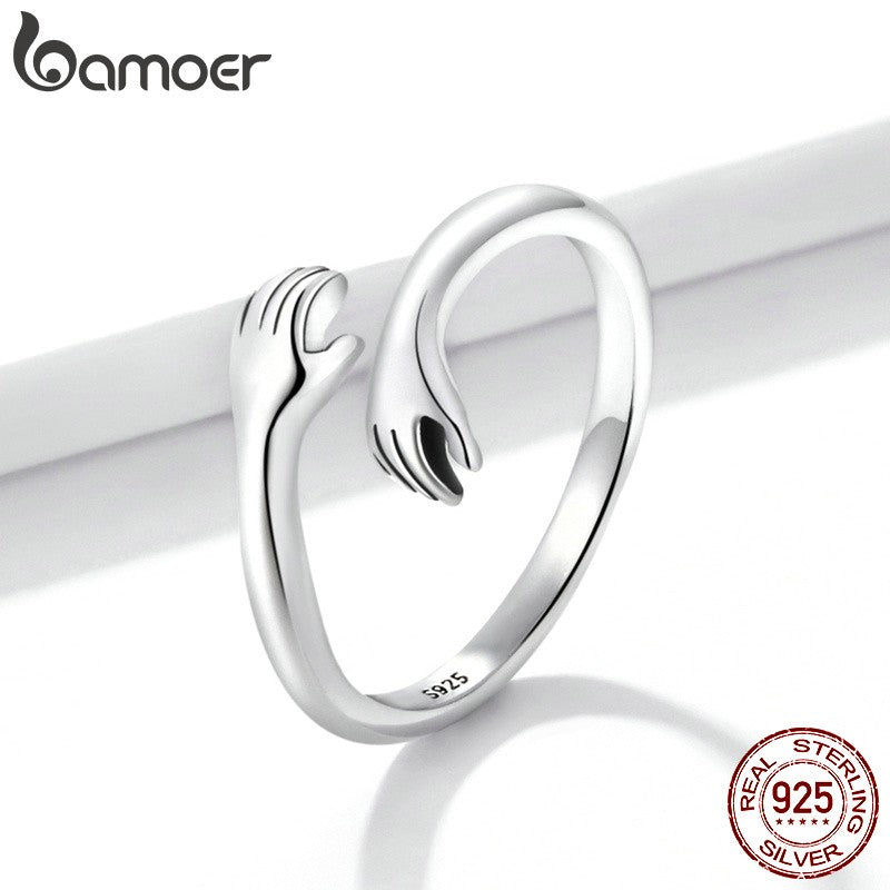 Anel Ajustável Bamoer 925 em Prata Esterlina – Perfeito para Transmitir Amor e Calor, Disponível em 3 Cores.