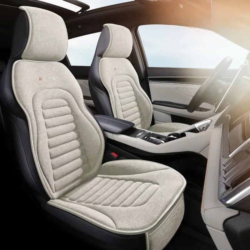 Capa Universal para Assento de Carro em Linho | 4 Estações | Respirável e Antiderrapante | Proteção Elegante para Bancos Automotivos