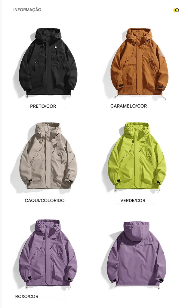 Jaqueta impermeável unissex para atividades ao ar livre. Respirável e à prova de vento, perfeita para outono, pesca e acampamento. Ideal para homens e mulheres!