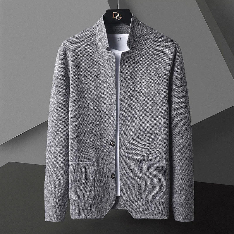 2022 cardigan jaqueta masculina cor sólida de malha casual gola fino ajuste cas