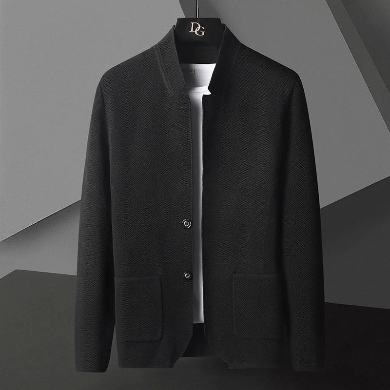 2022 cardigan jaqueta masculina cor sólida de malha casual gola fino ajuste cas