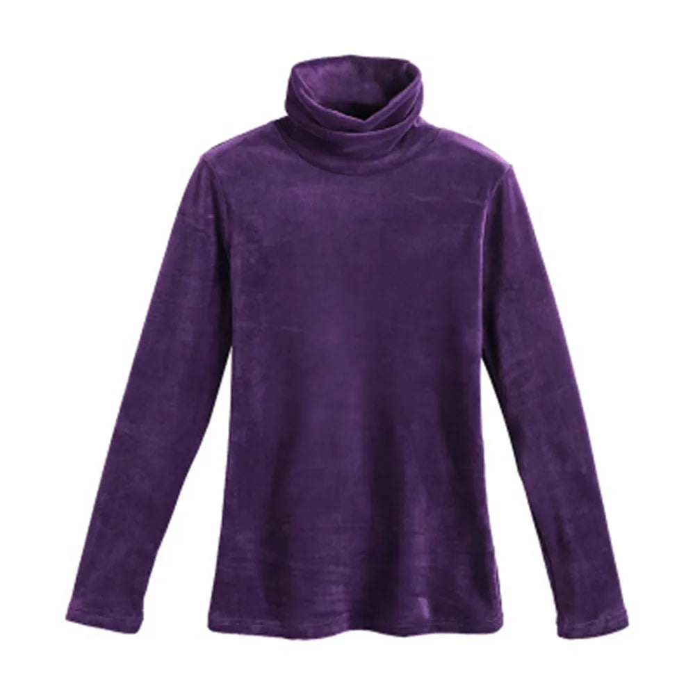 Blusa de Gola Alta Feminina – Tamanhos 3XL e 4XL, Veludo Grosso e Quente para o Inverno!