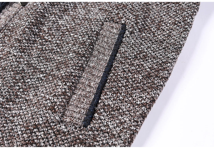 Casaco de malha slim fit masculino, com zíper, em polar. Cardigã grosso e quente, ideal para outono e inverno.